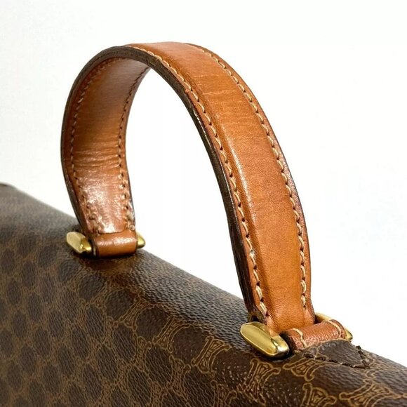 CELINE Macadam vintage Hand Bag document bag Business bag PVC/Leather Brown - Picture 5 of 14